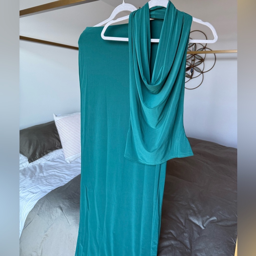 NEW Nasty Gal (Boohoo) Emerald Green Backless Halter Top + High-Waist Skirt Set
